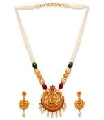 Gold Plated Stone Studded Maa Laxmi Temple Jewellery Set