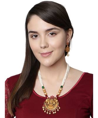 Gold Plated Stone Studded Maa Laxmi Temple Jewellery Set 6