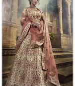 Beige embroidered art silk semi stitched Wedding & Party lehenga