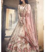 Off-white 4 Sequins and Thread embroidered organza Semi Stitched Lehenga choli for wedding