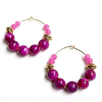 Pink crystal hoops 1