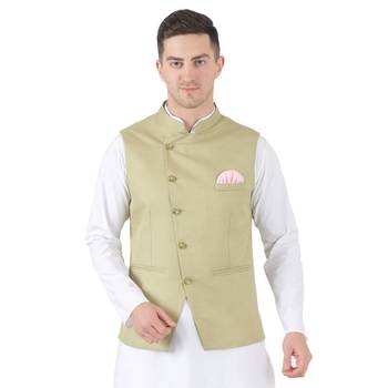 Green plain cotton kurta-pajama 1
