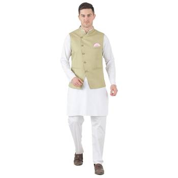 Green plain cotton kurta-pajama 5