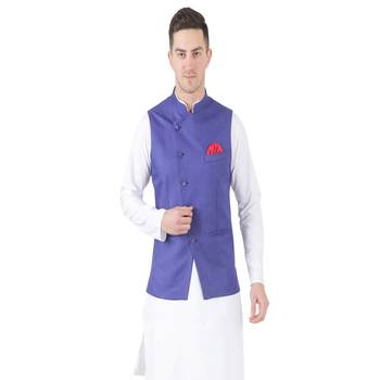 Purple plain cotton kurta-pajama 1