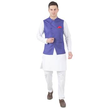 Purple plain cotton kurta-pajama 5