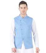 Blue plain cotton kurta-pajama