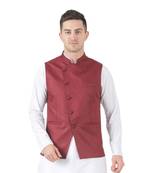 Maroon plain cotton kurta-pajama