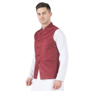 Maroon plain cotton kurta-pajama 2