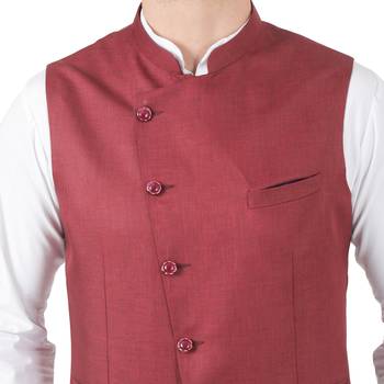Maroon plain cotton kurta-pajama 4