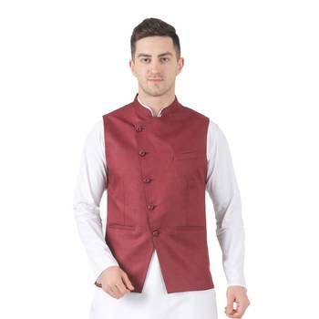 Maroon plain cotton kurta-pajama 5