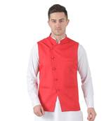 Red plain cotton kurta-pajama