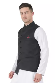 Black plain cotton kurta-pajama