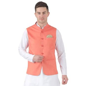 Orange plain cotton kurta-pajama 1