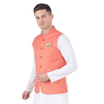 Orange plain cotton kurta-pajama 2
