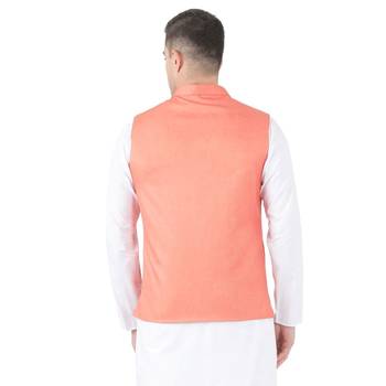Orange plain cotton kurta-pajama 3