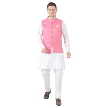 Pink plain cotton kurta-pajama 5
