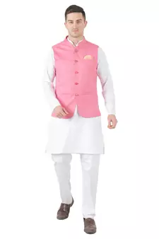 Pink plain cotton kurta-pajama