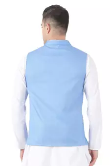 Blue plain cotton kurta-pajama