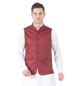 Maroon plain cotton kurta-pajama