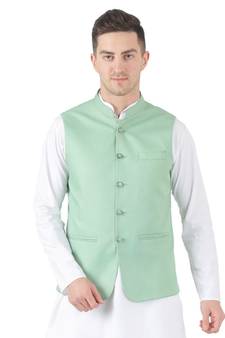 Green plain cotton kurta-pajama