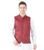 Maroon plain cotton kurta-pajama