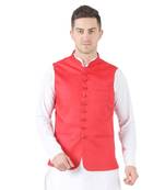 Red plain cotton kurta-pajama