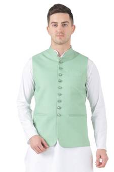 Green plain cotton kurta-pajama