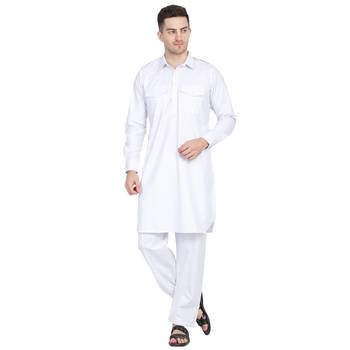 White plain cotton pathani-suits 1