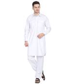 White plain cotton pathani-suits