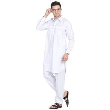 White plain cotton pathani-suits 4