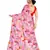 Pink printed lycra saree with blouse