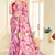 Pink printed lycra saree with blouse