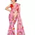 Pink printed lycra saree with blouse