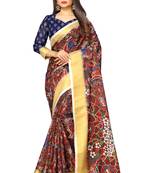Multicolor printed pure polyester saree with blouse