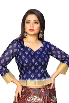 Multicolor printed pure polyester saree with blouse 4