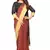 Red printed pure polyester saree with blouse