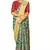Green printed pure polyester saree with blouse