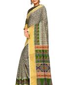 Multicolor printed pure polyester saree with blouse