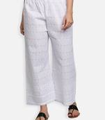 White plain cotton palazzo-pants
