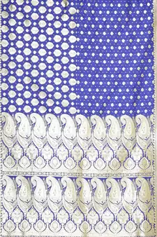 Blue woven satin saree with blouse