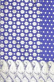 Blue woven satin saree with blouse