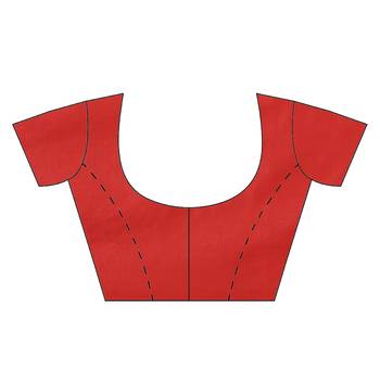 Red woven satin saree with blouse 5