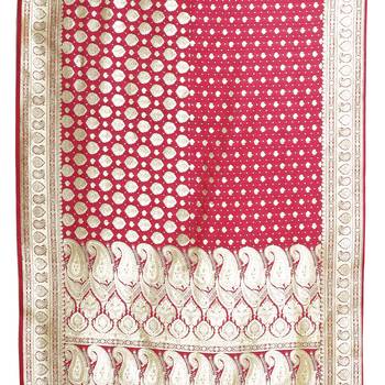 Pink woven satin saree with blouse 3