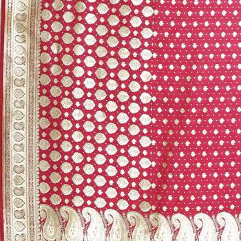 Pink woven satin saree with blouse 4
