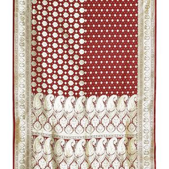 Maroon woven satin saree with blouse 3