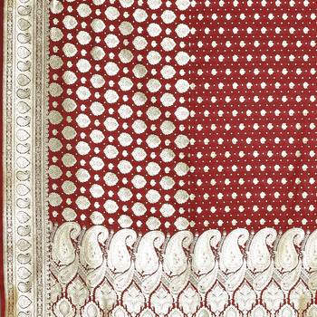 Maroon woven satin saree with blouse 4