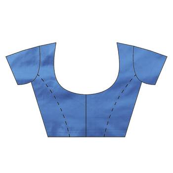 Blue woven satin saree with blouse 5