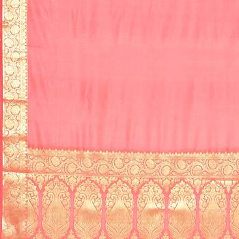 Red woven art silk saree with blouse 4