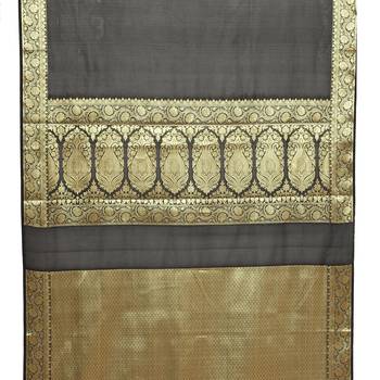 Black woven art silk saree with blouse 3