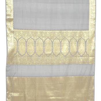 Grey woven art silk saree with blouse 3